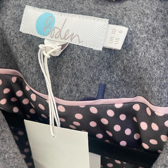 Boden coat NWT Holywell coat 6 gray with navy embroidery, classic gorgeous coat - Picture 7 of 11